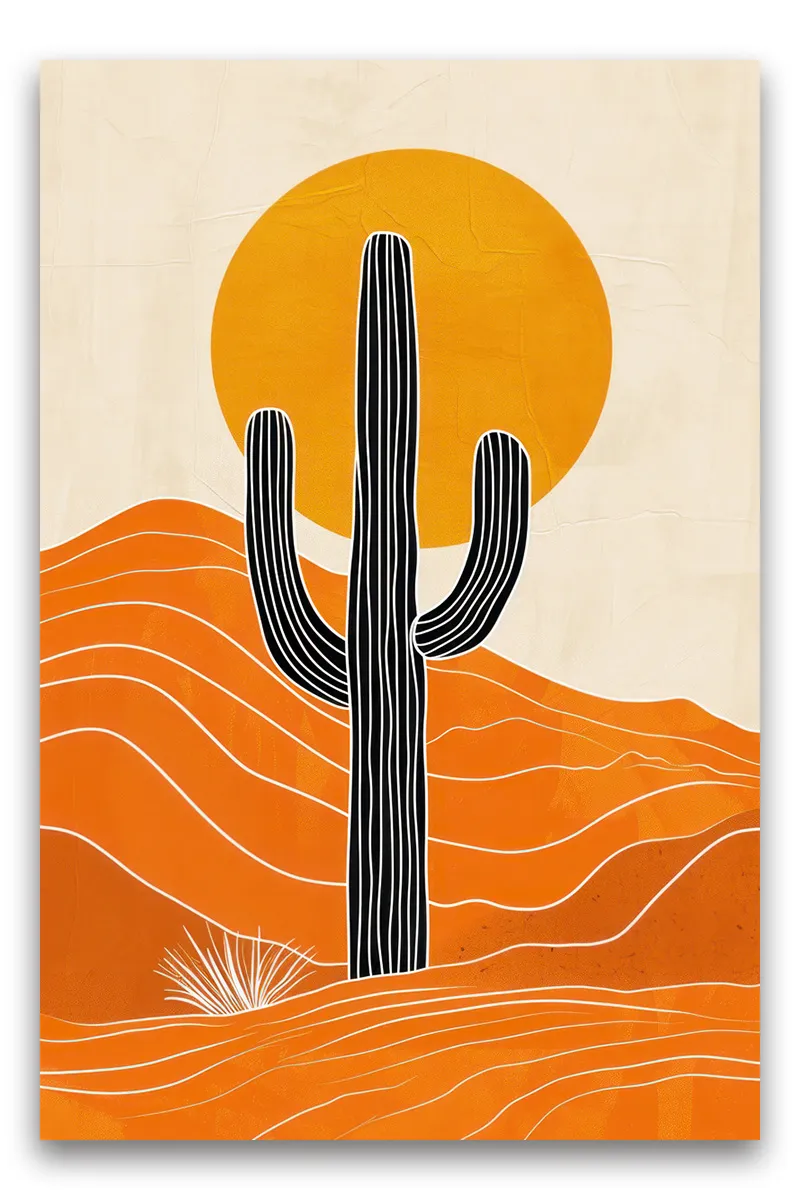 Full shot of a stylized desert landscape wall art