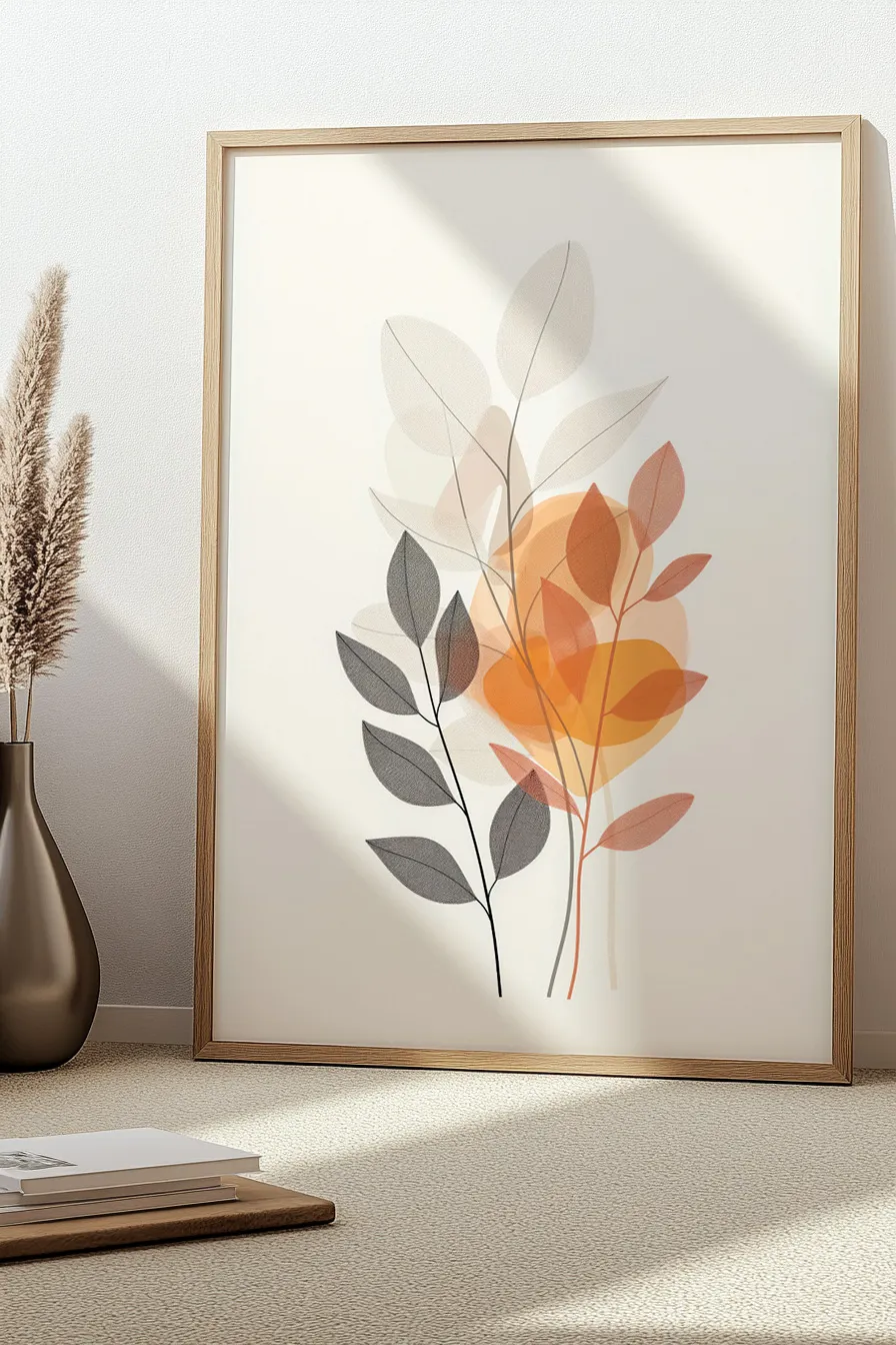 Abstract botanical art in framed wall art