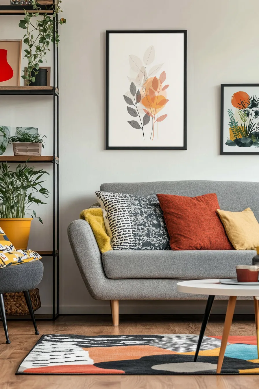 Abstract botanical art living room preview