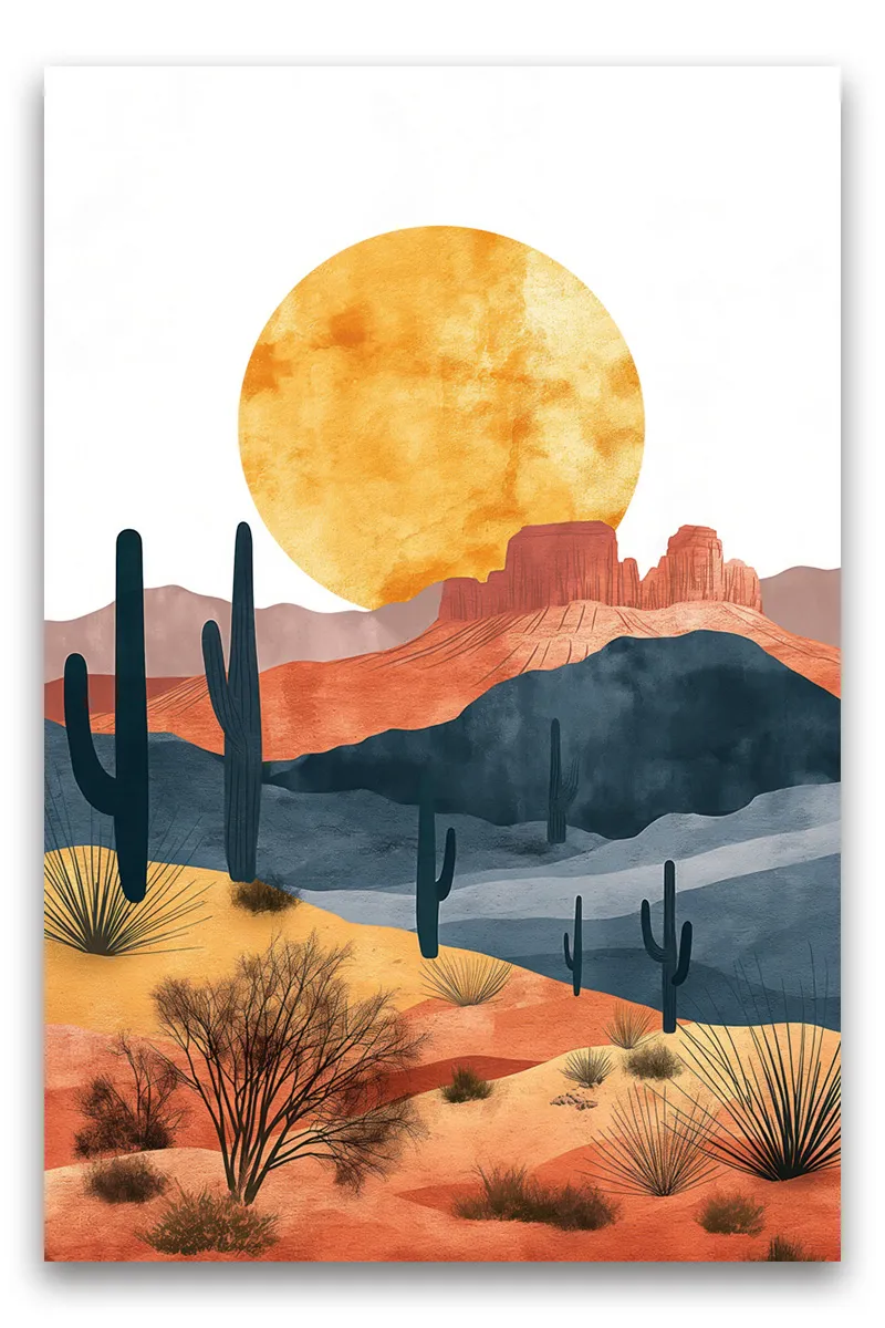 Full shot of a stylized landscape painting wall art