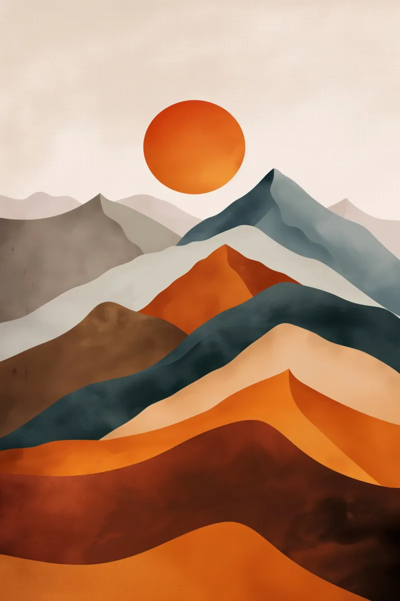 Full shot of an abstract landscape painting