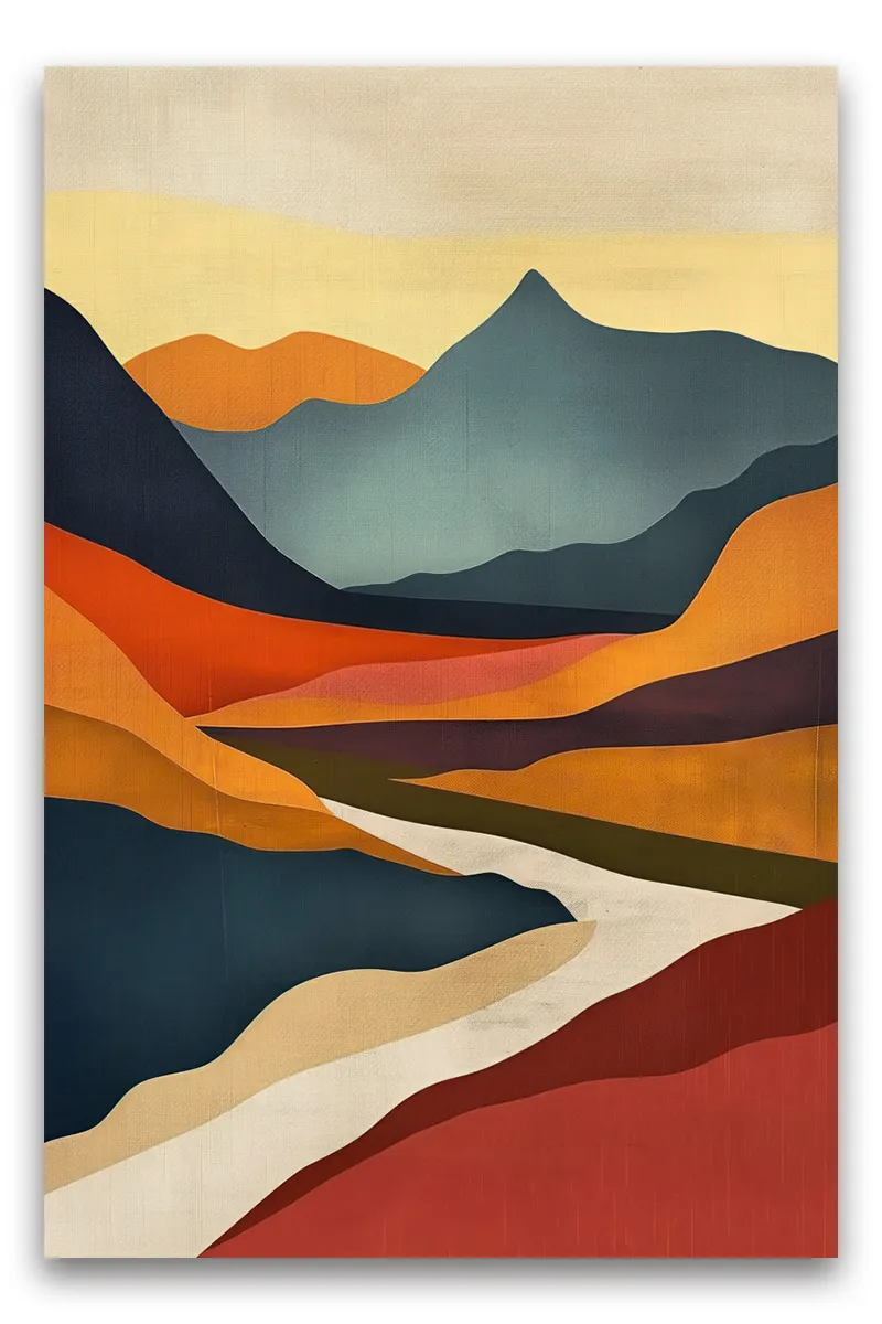 Full shot of a stylized landscape painting wall art