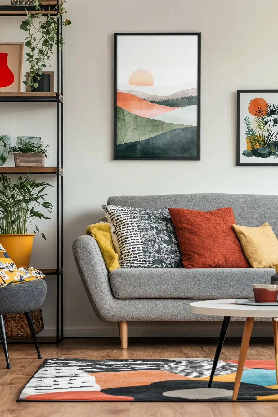 Abstract landscape painting living room preview